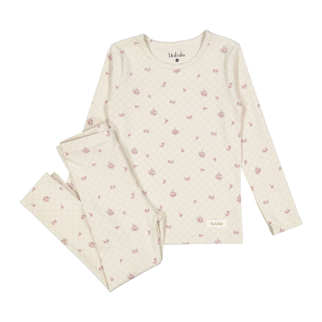 Ladida Layette Rose Grid Pajama Set