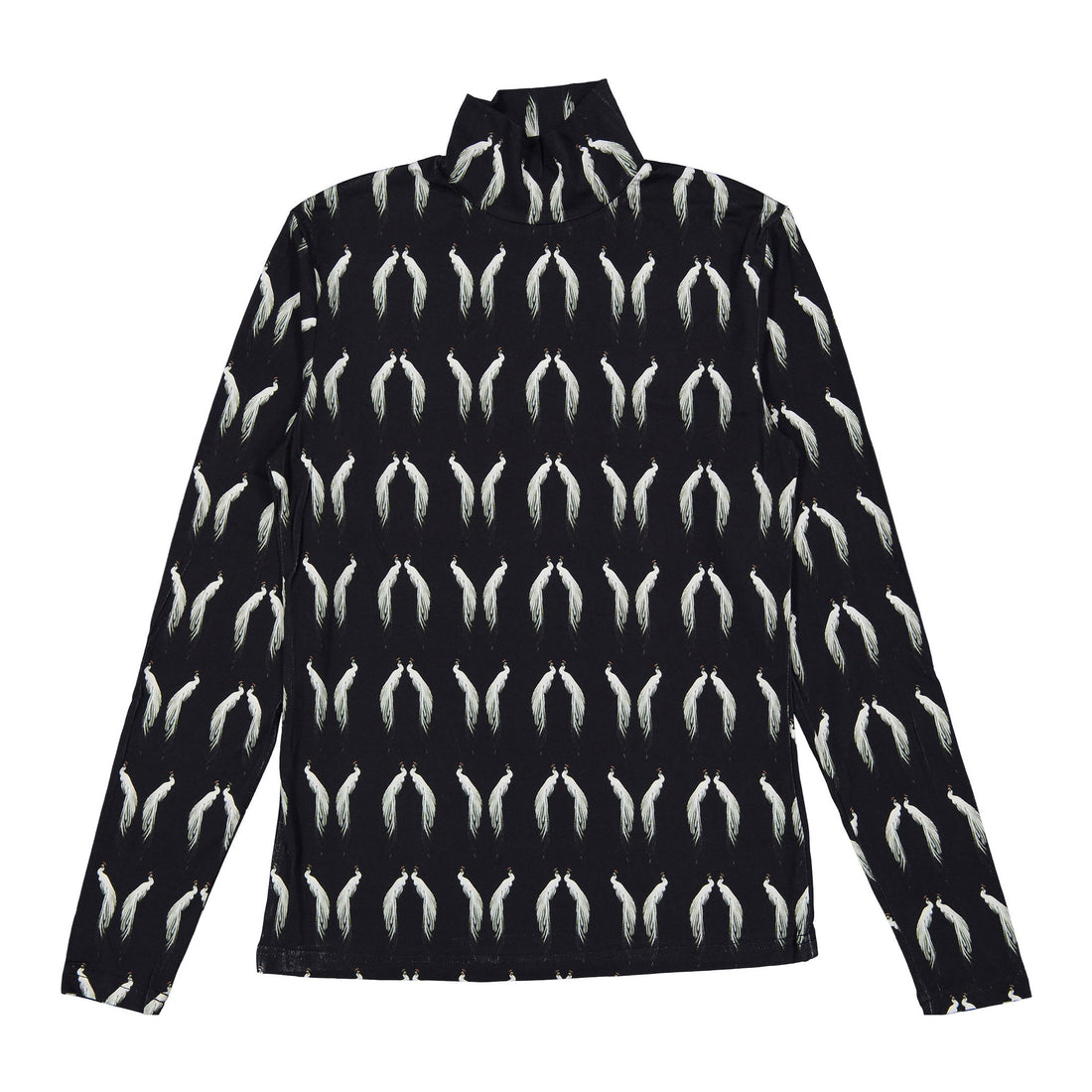 Ava and Lu Black Birds Knit Turtleneck