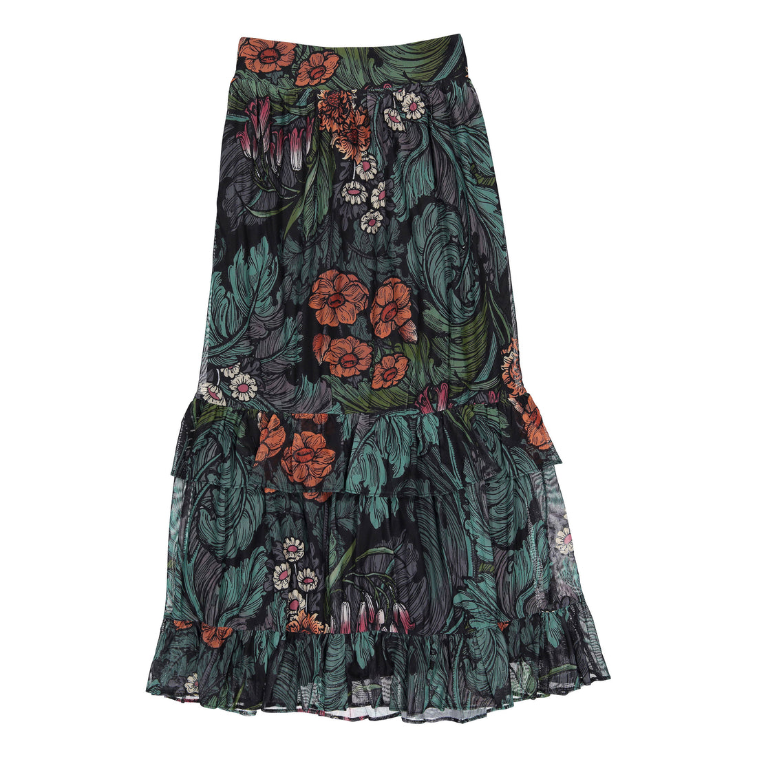 Ava and Lu Blue Paisley Mesh Skirt
