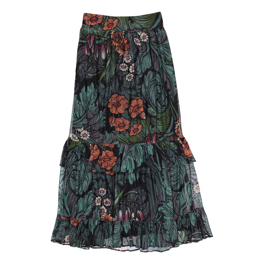 Ava and Lu Blue Paisley Mesh Skirt