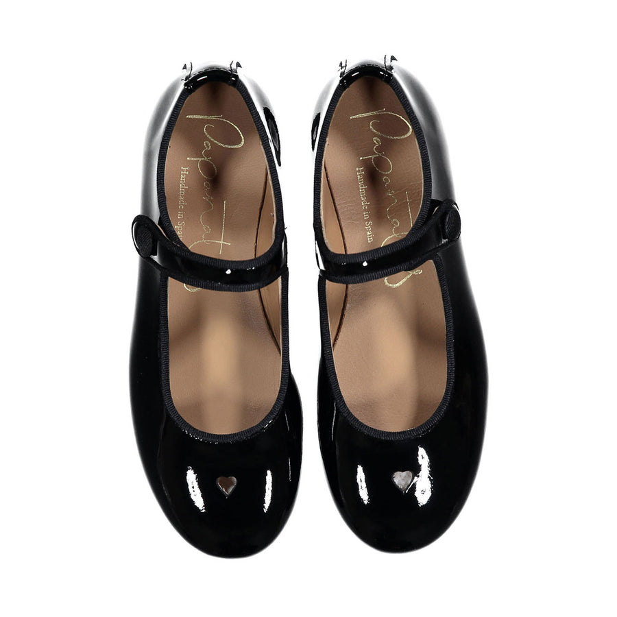 Papanatas Black Heart Detail Mary Janes