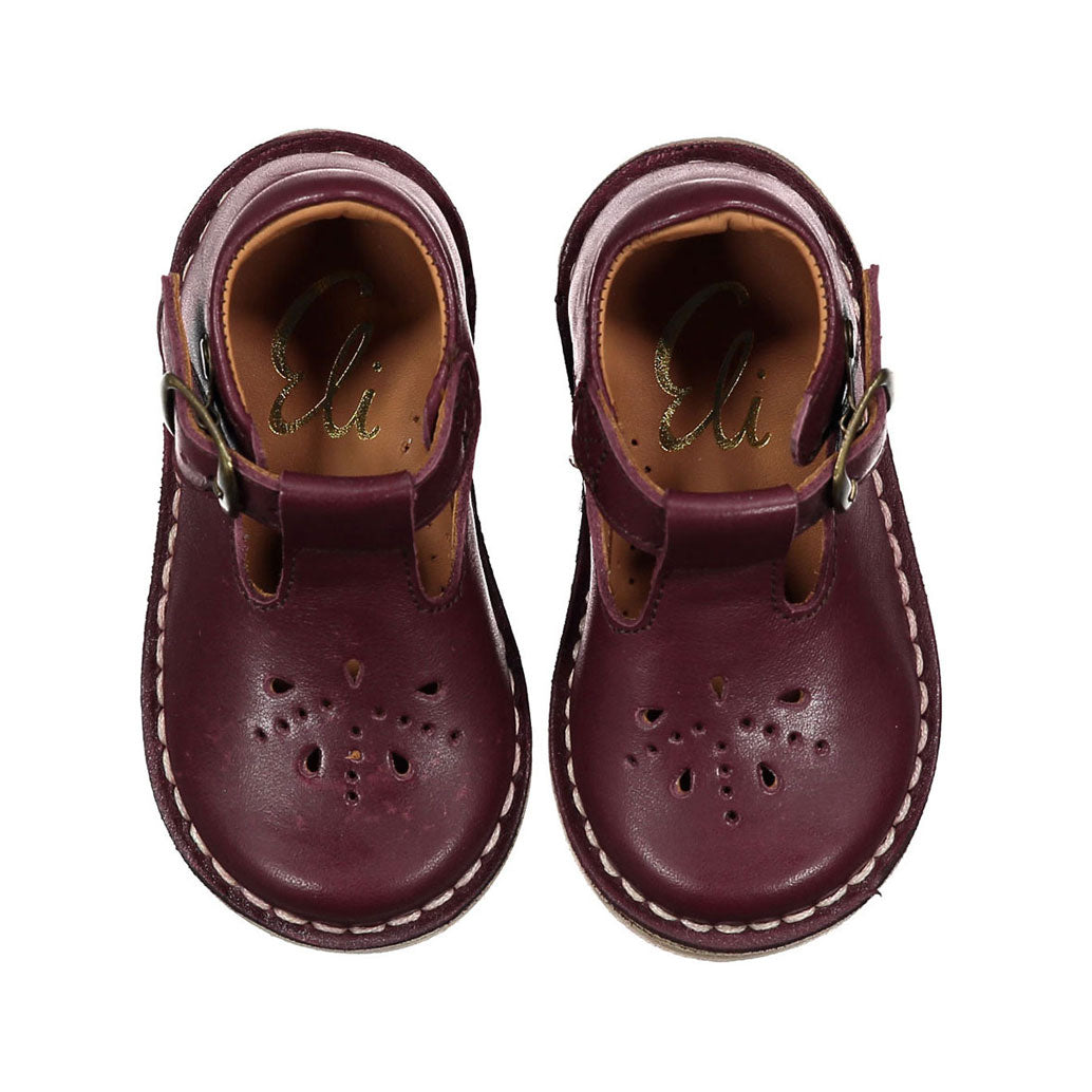Papanatas Burgundy Leather Perforated Baby Shoe
