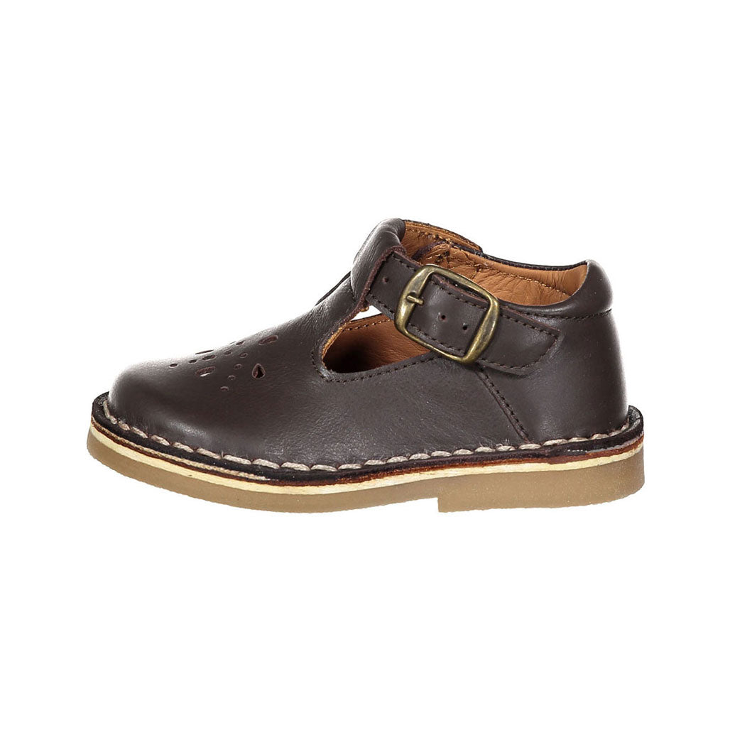 Papanatas Brown Leather Perforated Baby Shoe