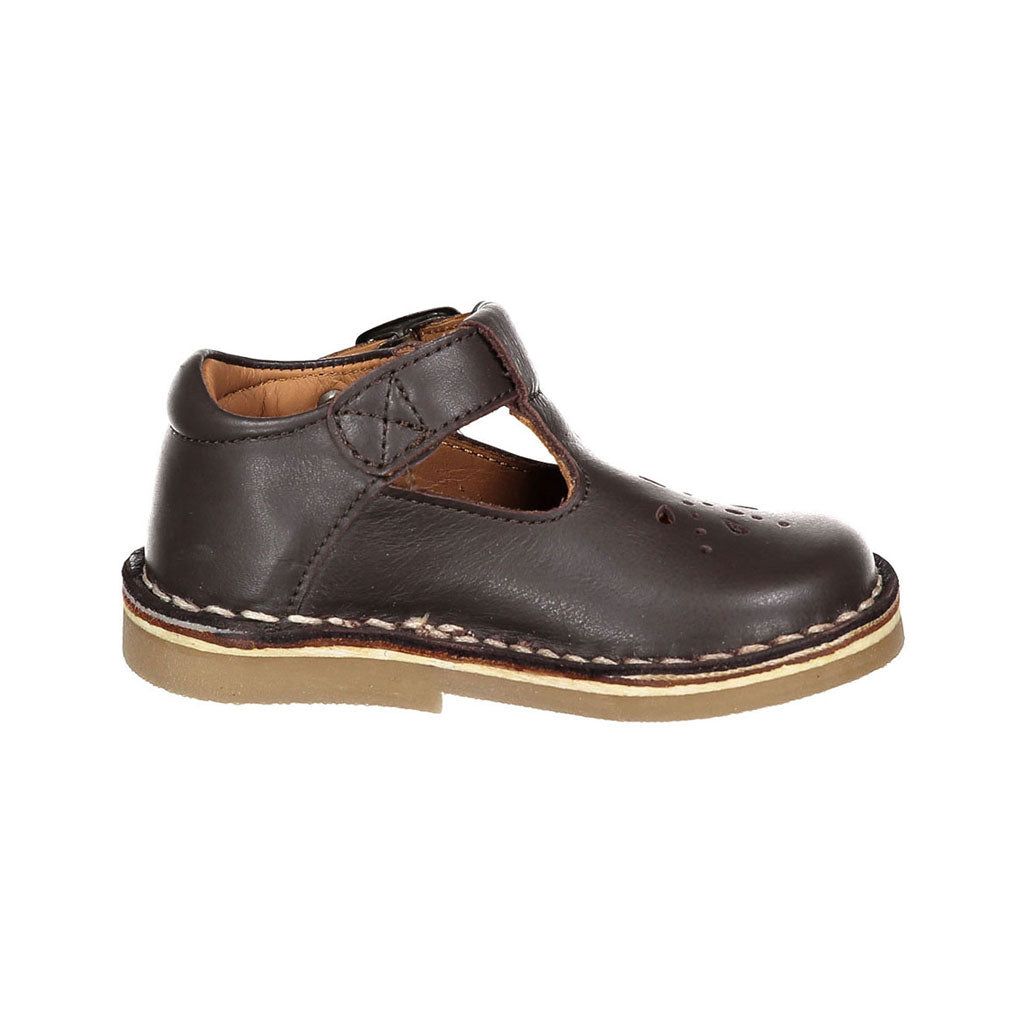 Papanatas Brown Leather Perforated Baby Shoe