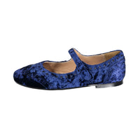Papanatas Blue Velvet Wingtip Mary Janes