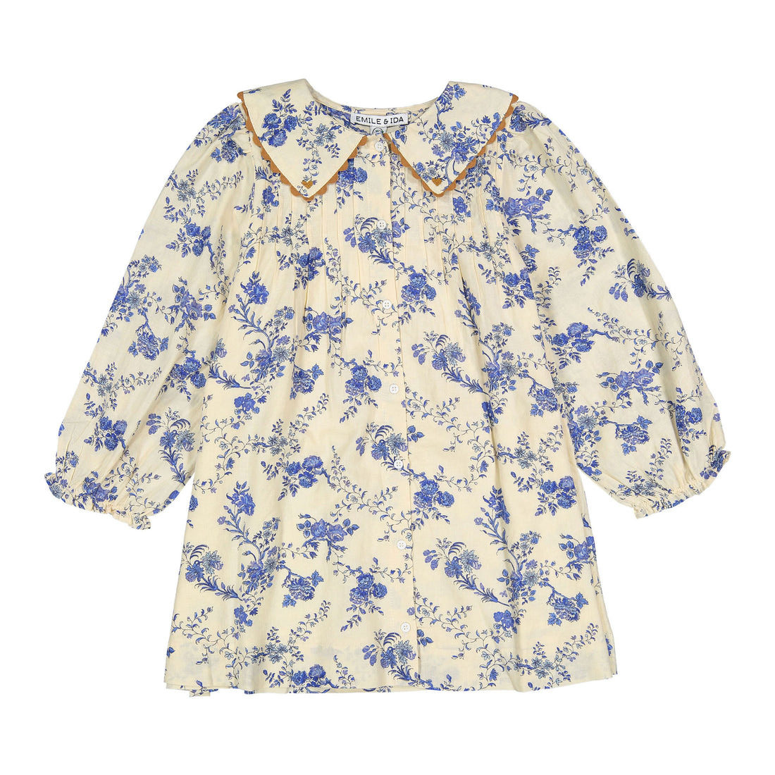 Emile et Ida Orchid Blue Floral Print Dress