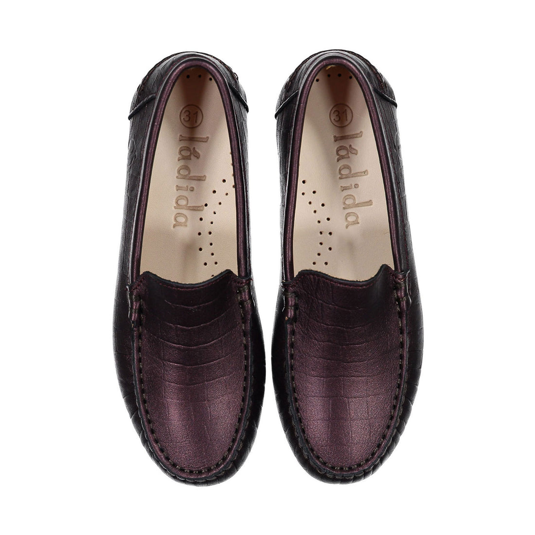 Ladida Shoes Raspberry Metallic Croc Loafer