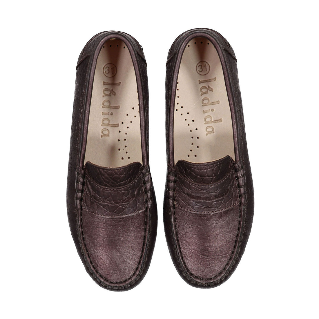 Ladida Shoes Dark Plum Croc Penny Loafer