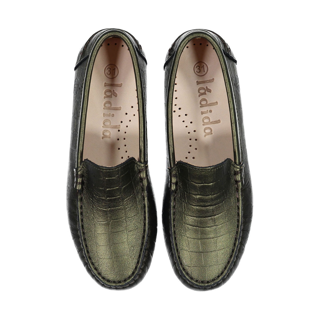 Ladida Shoes Khaki Green Croc Loafer