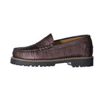 Ladida Shoes Dark Plum Croc Chunky Loafers