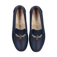 Ladida Shoes Navy Bee Embroidered Loafer
