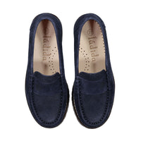 Ladida Shoes Deep Blue Suede Chunky Loafers
