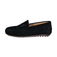Ladida Shoes Black Suede Buckled Embroidered Loafers