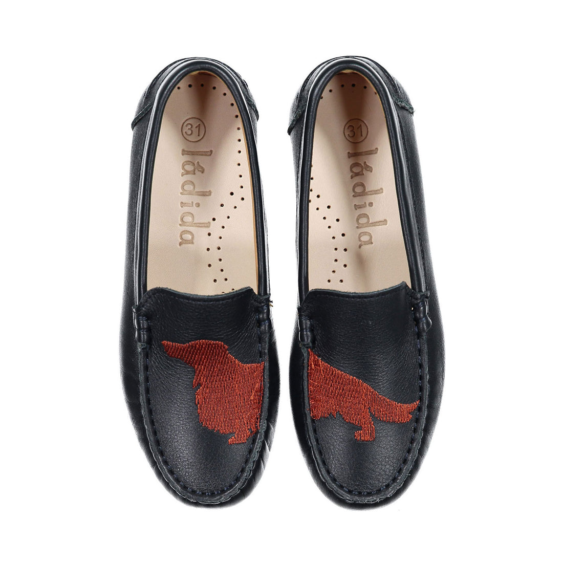 Ladida Shoes Navy Dog Embroidered Loafer