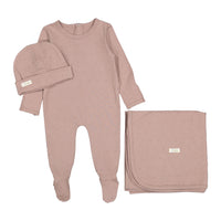 Ladida Layette Pink Heart Romper + Hat + Blanket