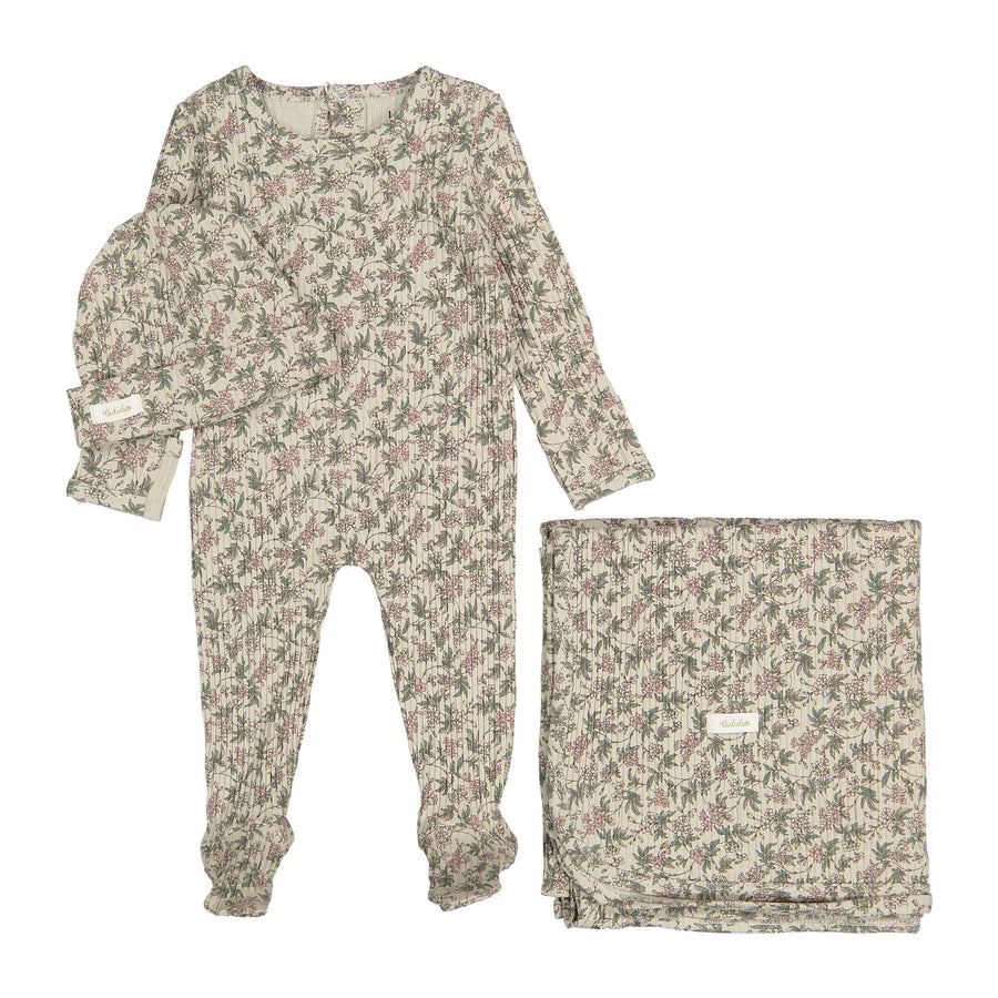 Ladida Layette Mauve Garden Romper + Hat + Blanket