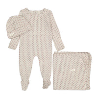 Ladida Layette Wheat Pattern Romper + Hat + Blanket
