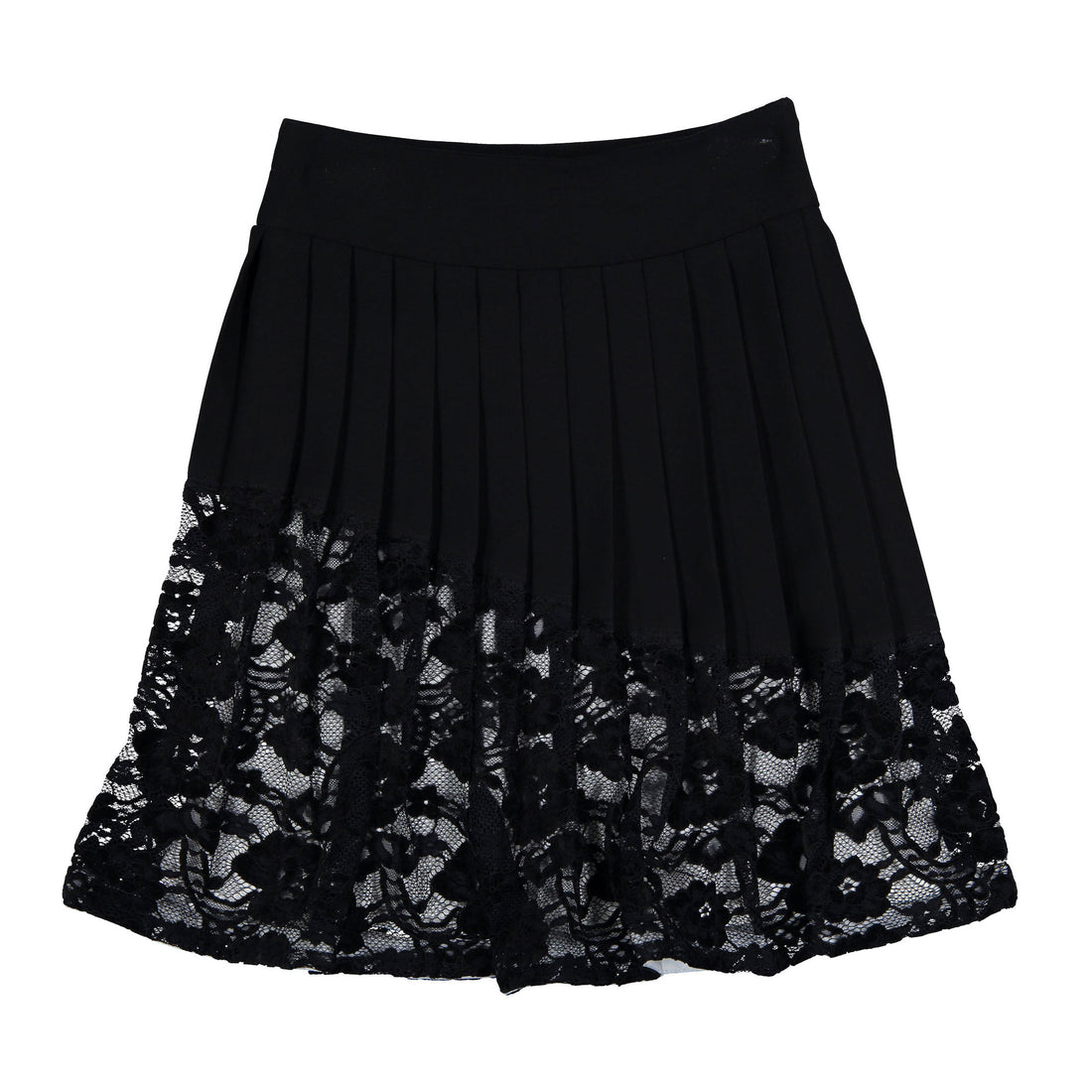 Mimisol Black White Crepe Lace Long Skirt