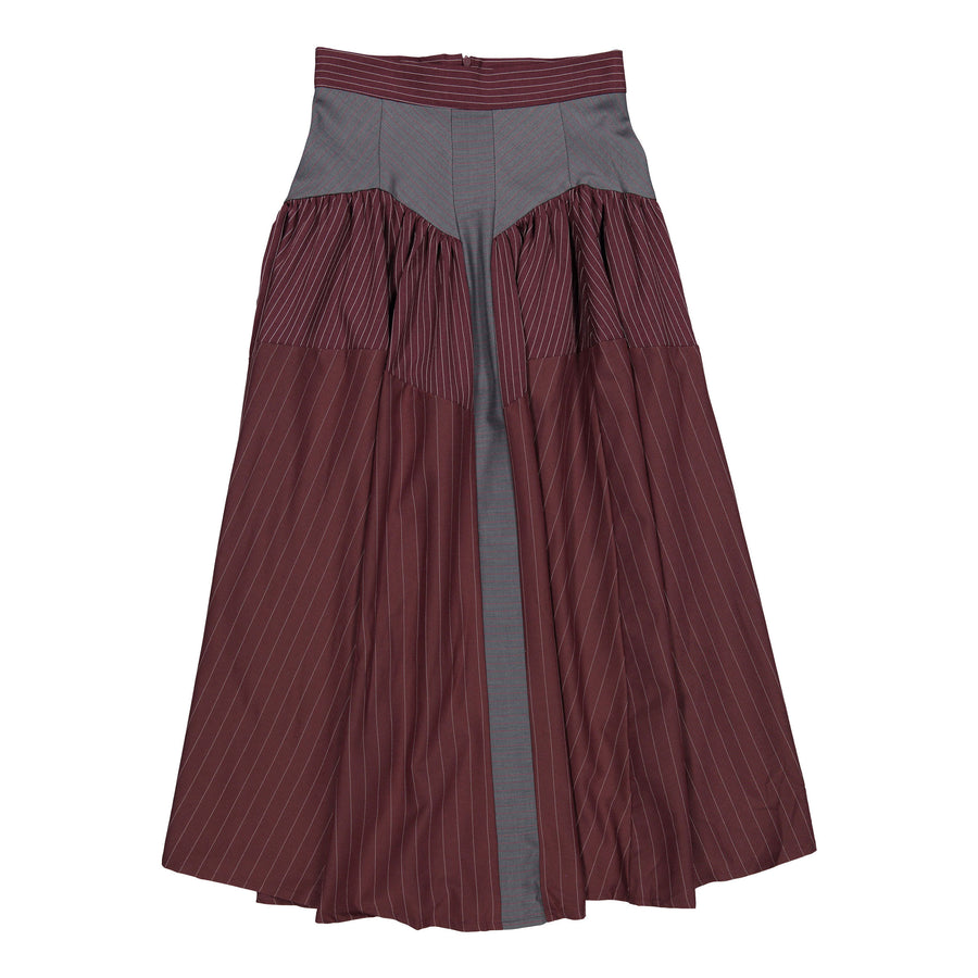 Ava and Lu Maroon Pin Stripe Drop Waiste Skirt