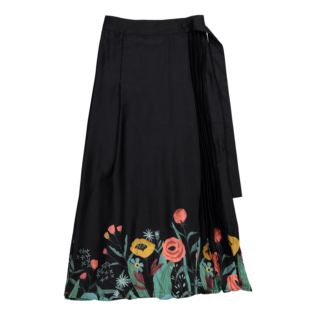 Ava and Lu Black Bottom Design Pleated Skirt