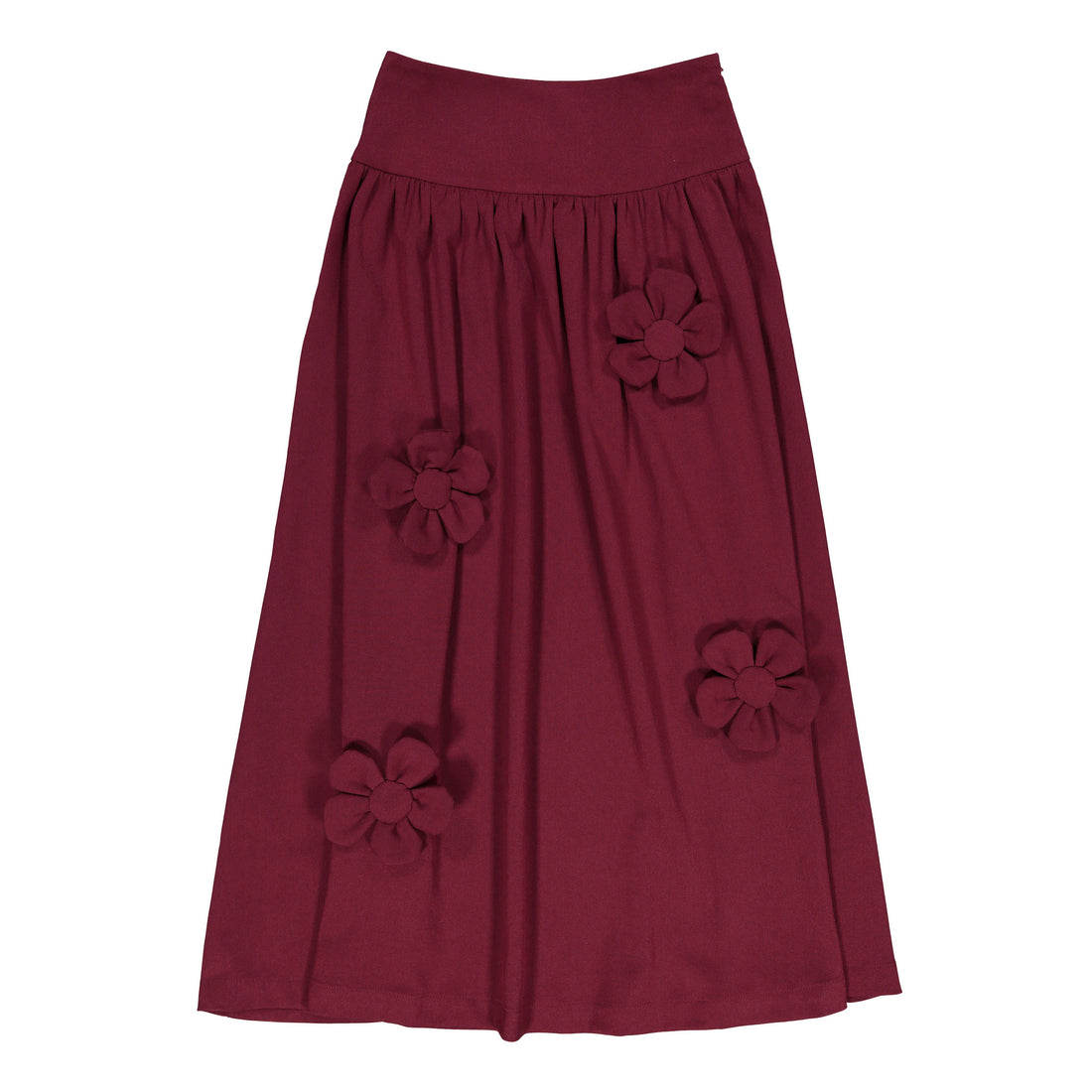 Ava and Lu Burgundy Flower Detailed Skirt