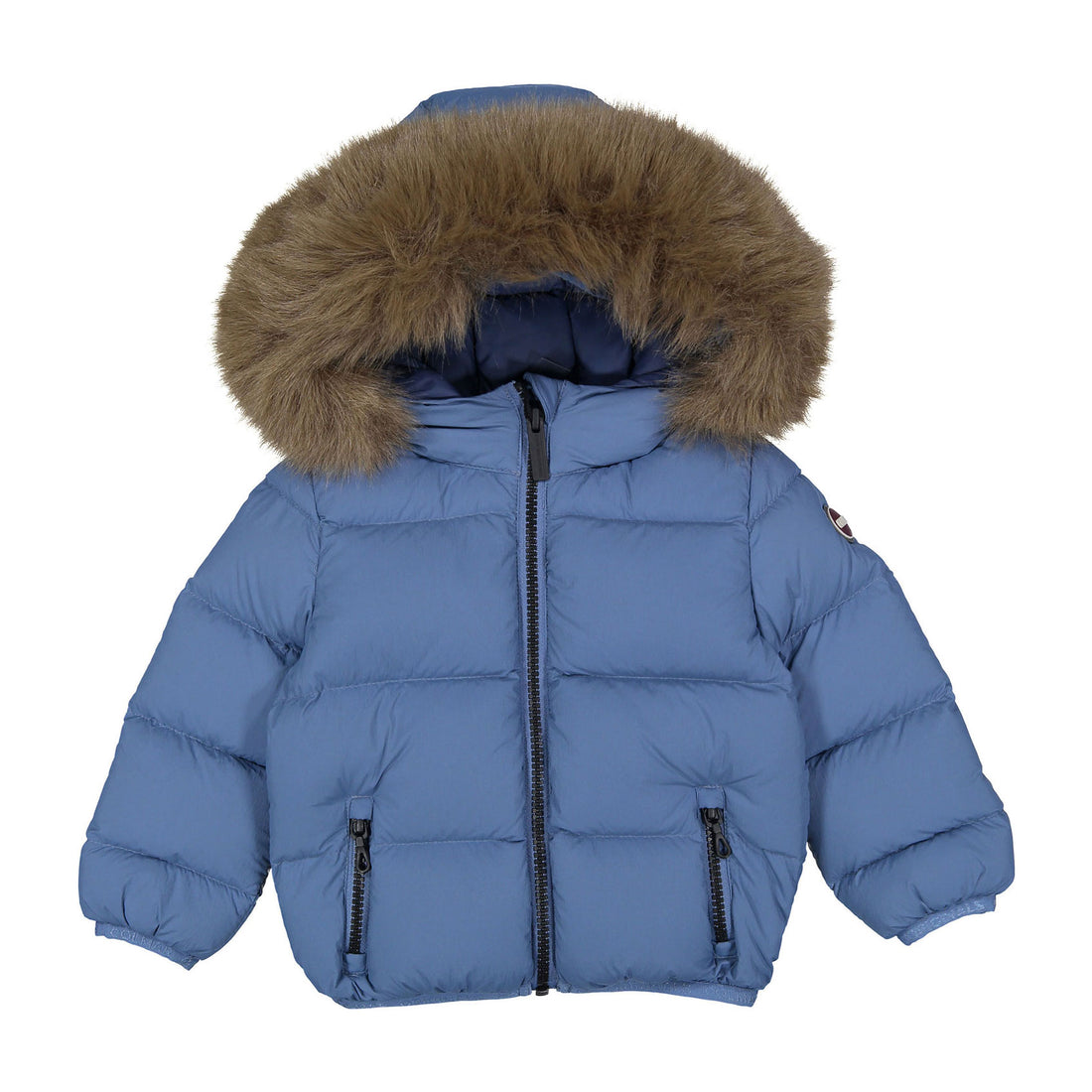 Colmar Slate Blue Fur Hooded Baby Jacket