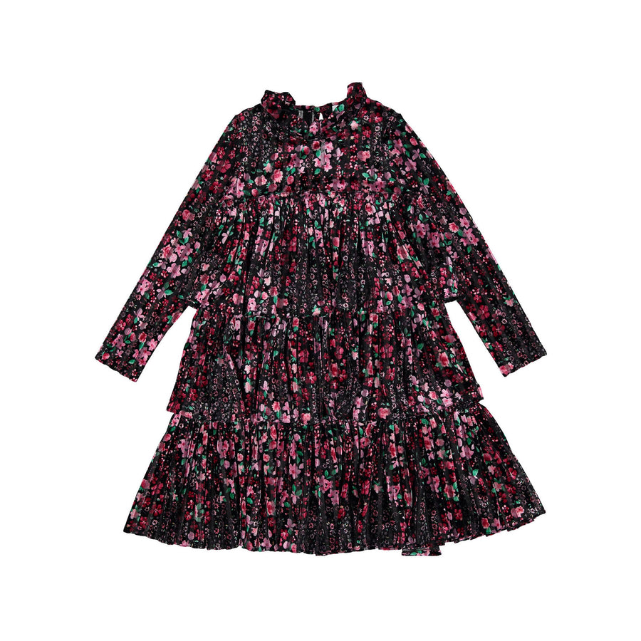 Olivia Rohde Black/Pink Floral Velvet Dress