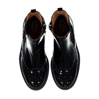 Papanatas Black Patent Leather Chelsea Bootie