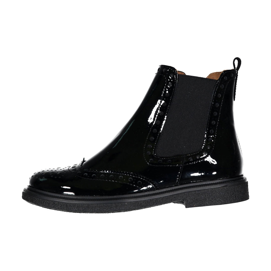 Papanatas Black Patent Leather Chelsea Bootie