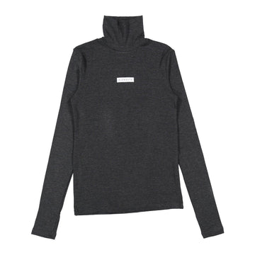  Dark Gray Satin Logo Trutleneck