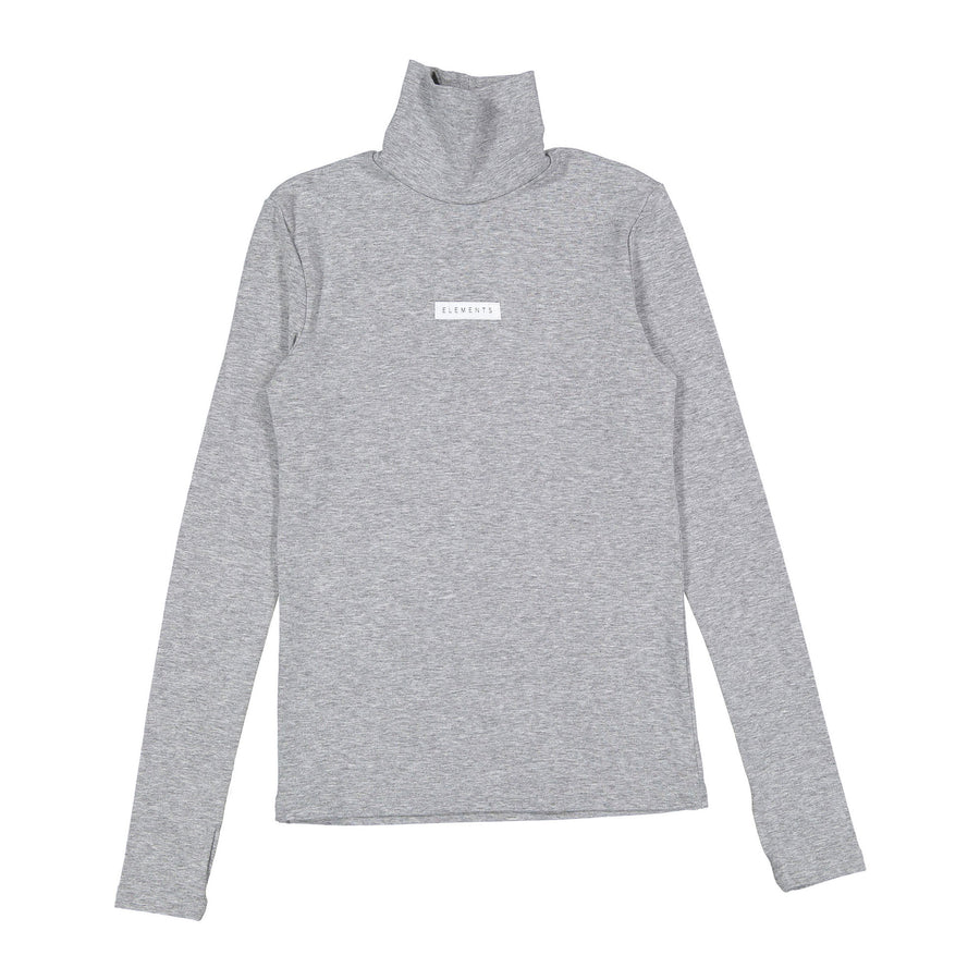 ELEMENTS Light Gray Satin Logo Turtleneck