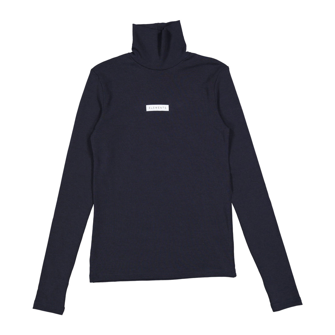 ELEMENTS Navy Satin Logo Turtleneck