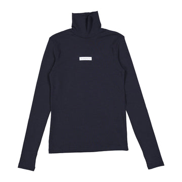 Navy Satin Logo Turtleneck