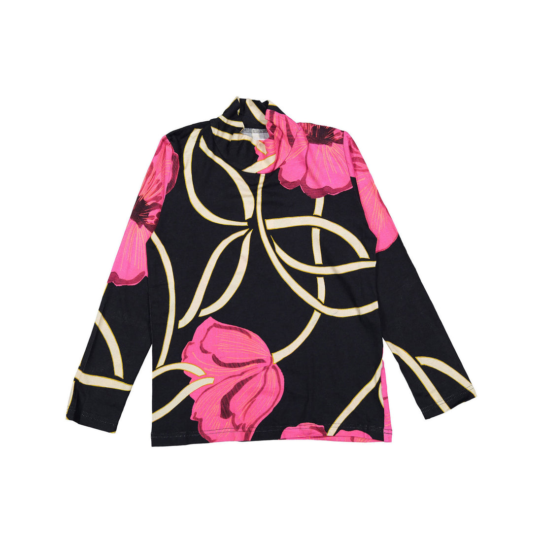 Christina Rohde Black/Pink Floral Turtleneck