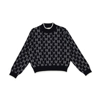 Twinset Off White/Black Logo Mockneck Sweater