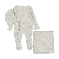 Ladida Layette Teal Liana Romper + Bonnet + Blanket