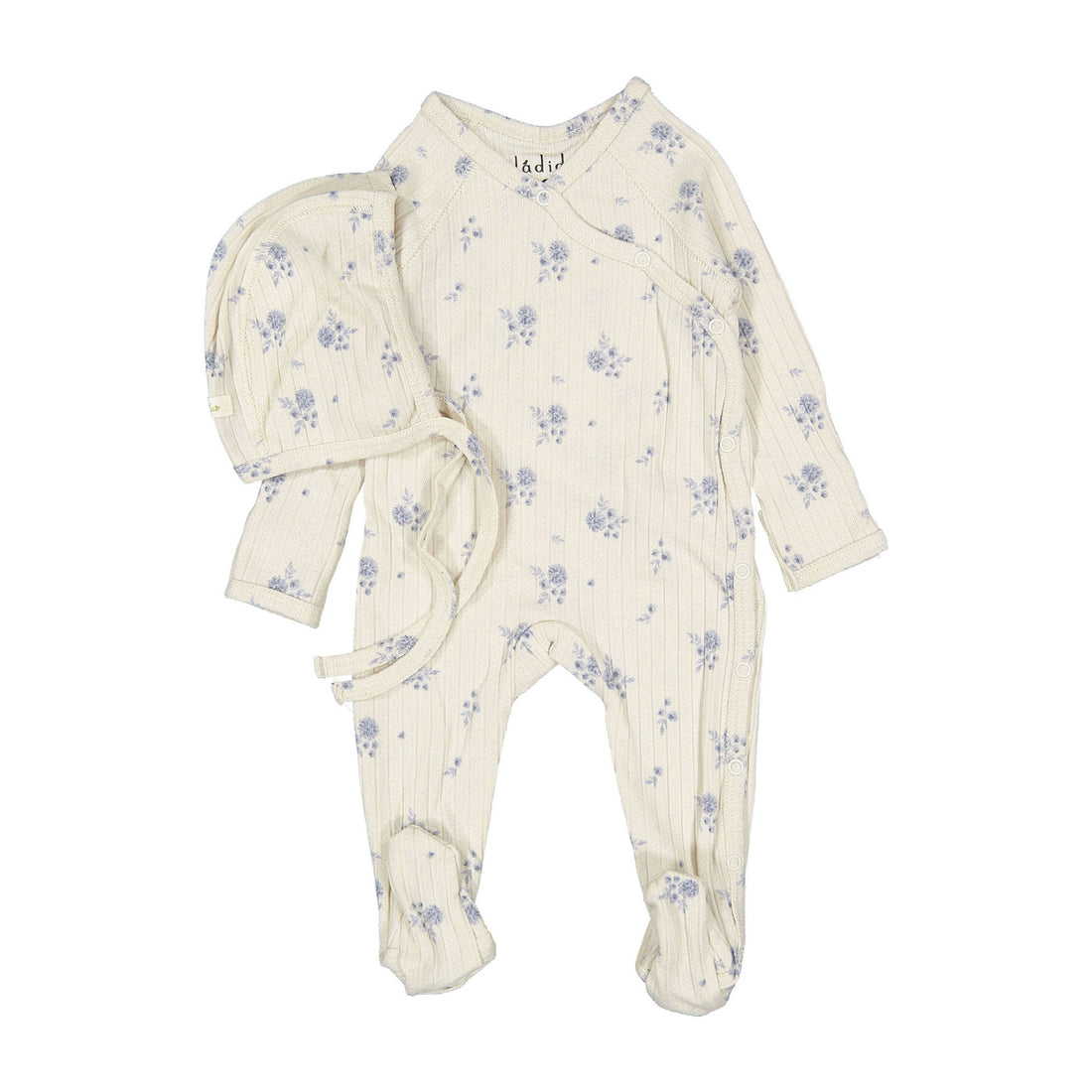 Ladida Layette Blue Watercolor Romper + Bonnet
