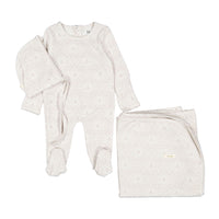 Ladida Layette Rose Demask Romper + Bonnet + Blanket