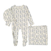 Ladida Layette Blue Wisteria Romper + Bonnet + Blanket