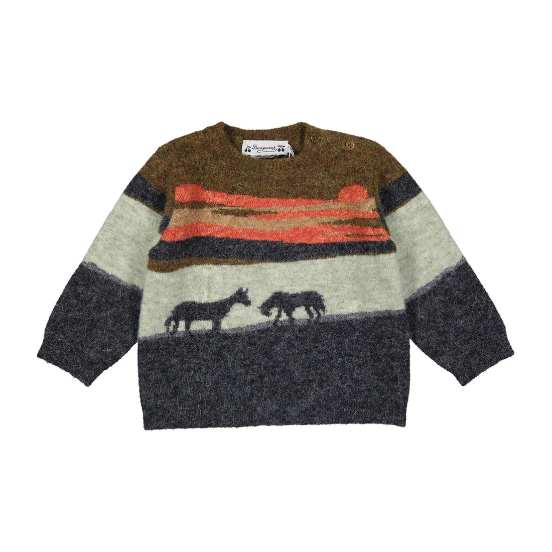 Bonpoint Dark Khaki Almire Baby Sweater