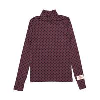 Clubhouse Maroon/ Black Geo Printed Turtleneck