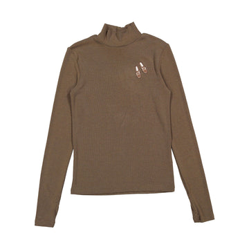  Mocha Shoe Embroidered Turtleneck