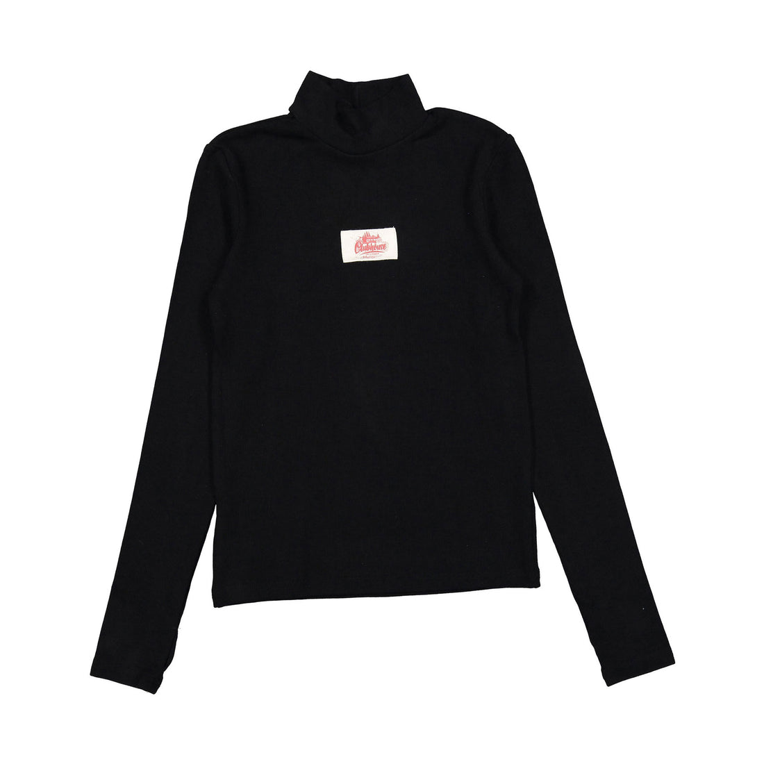 Clubhouse Black Ribbed Logo Turtleneck