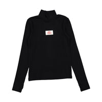 Clubhouse Black Ribbed Logo Turtleneck