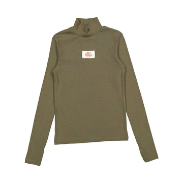  Green Ribbed Logo Turtleneck