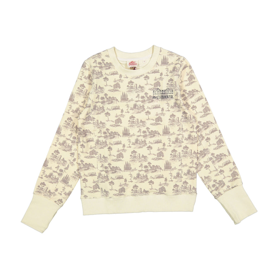 Clubhouse White With Black Toile Printed Sweatshirt