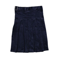Clubhouse Navy Denim Corduroy Belt Detail Pleated Skirt