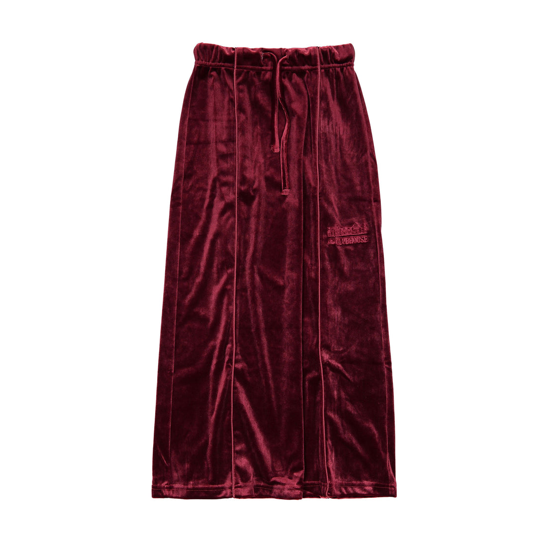 Clubhouse Burgundy Logo Velvet Maxi Skirt