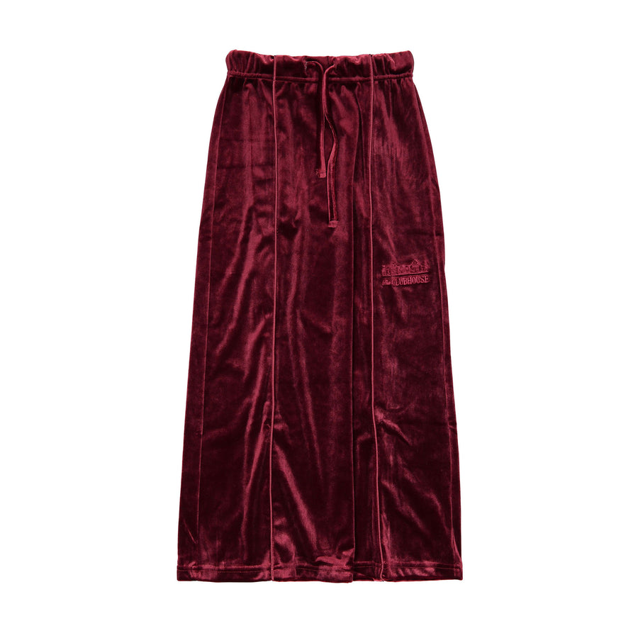 Clubhouse Burgundy Logo Velvet Maxi Skirt