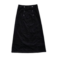 Clubhouse Black Corduroy Button Detailed Skirt